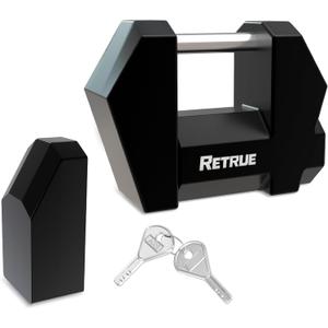 RETRUE Trailer Tongue Coupler Lock, Upgrade Trailer Cyberlock Dia 1/4'', Extra Wide 1.2'' Span Trailer Latch Lock for Trailer Coupler Latch, Tow Boat Accessories, RV Truck Car's Coupler, Matte Black