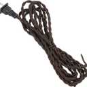 uxcell 12Ft 18/2 Twisted Cloth Covered Lamp Cord, 1 Pcs Vintage Fabric Electrical Wire with Plug Stripped Ends Ready for Extension Wiring DIY Repairing, Brown