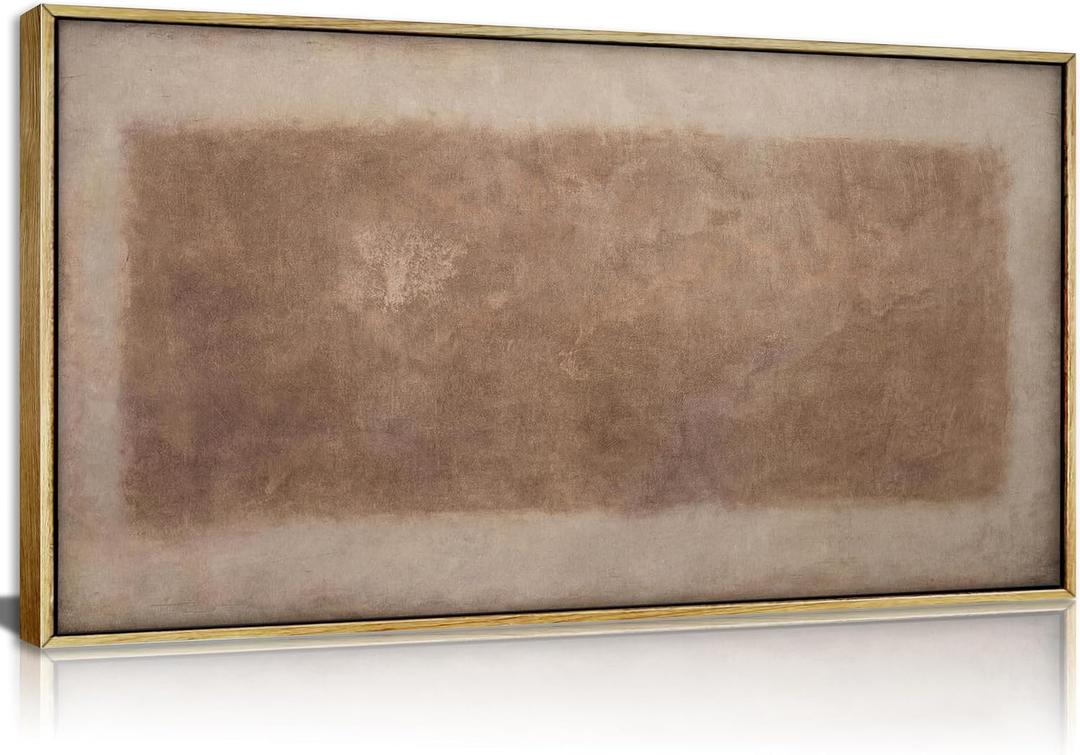Framed Vintage Abstract Wall Art, Brown Beige Retro Neutral Canvas Print, Minimalist Earthy Tone Wall Decor for Living Room Bedroom Office, Ready to Hang, 40"L x 20"W