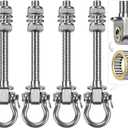 SELEWARE Heavy Duty Bearing Swing Hangers, 4 Pack Stainless Steel Swing Set Hooks for Wood and Steel Beam, for Hammock, Yoga Swing, Porch Swing, Heavy Bag, 5" x M2/5", 1500LB Capacity