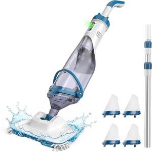 ENHULK Pool Vacuum for Above Ground Pool, Upgraded 13.4" Wide Head & Telescopic Pole, 18.5 GPM Powerful Suction, 60 Mins Runtime, Cordless Handheld Rechargeable Pool Cleaner for Inground Pools, PC15