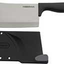 Farberware Edgekeeper 6-Inch Cleaver Knife with Self-Sharpening Blade Cover, High Carbon-Stainless Steel Kitchen Knife with Ergonomic Handle, Razor-Sharp Knife, Black