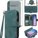 Asuwish Phone Case for Samsung Galaxy S10 Zipper Wallet Detachable Magnetic Cover with Tempered Glass Screen Protector Crossbody Lanyard Strap Card Holder Slot S 10 Edge 10S GS10 X10 Women Girls Blue