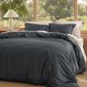 Bedsure Cotton Duvet Cover Oversized King - Luxury Slub Weave 100% Cotton Duvet Cover with a Linen Like Textured, Easy Change Durable Bedding, Charcoal, 120" x 98" (38 - Slub Charcoal (No Comforter))