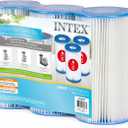 INTEX 29003E Type A Pool Filter Cartridge: For INTEX Filter Pumps Easy-To-Clean Dacron Paper Efficient Filtration Three Pack