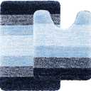 Arotive Microfiber Bathroom Rugs 2 Pieces, Bath Rug Size 24x16 and Toilet Rugs Size 20x20 in Blue, 2 Item Bundle