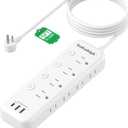 Appliance Extension Cord with Individual Switches on Off - 5 FT, 14 Gauge Heavy Duty Extension Cord with USB Ports, 8 outlets, High Wattage for Microwave, Workbench, Kitchen, Garage Must Have