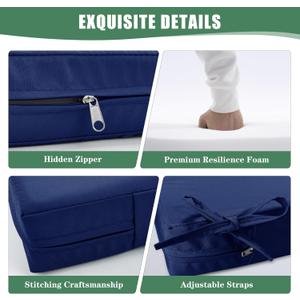 Outdoor Cushions for Patio Furniture,  Waterproof Navy Cushion 
with Removable Cover, Navy