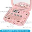 2 x evron Data Cable Organizer Box,Electronic Organizer Travel Case,SIM Card Pin,Phone Holder,for Office,Home,Desk Accessories(Pink Mirror)