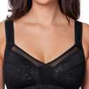 Women's Plus Size Bra Mary, Bra Women No Underwire Large Bust, Minimizer Full Coverage Wide Padded Straps (Black)