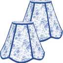 2 Pcs Chinoiserie Scalloped Lamp Shade for Table Lamps Vintage French Toile Countryside Floral Blue and White Scalloped Lamp Shade 6"top x 13"bottom x 10.6"high for Table Lamps Farmhouse