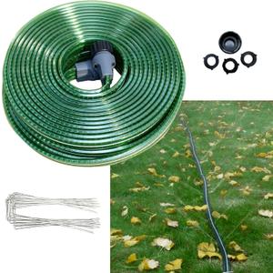 Secbulk 2026 Reinforced Sprinkler Hose & Soaker Hose for Yard - 50 FT Flat Garden Hose with Holes, Heavy Duty No-Kink Lawn Irrigation Hose (Includes Stakes, High Pressure Spray)
