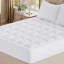 OLANLY Twin Quilted Fitted Mattress Pad  Soft Pillow Top Mattress Topper, Down Alternative Fill, Cooling Comfort Breathable Mattress Cover, Machine Washable Deep Pocket Mattress Protector, White