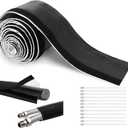Wire Heat Shield for Hose Lines & Electrical Wiring, Heat Shield Wrap Automotive for Exhaust and High-Temperature Pipes with 20 Pcs Stainless Steel Ties, 1" I.D.x 10FT, Black