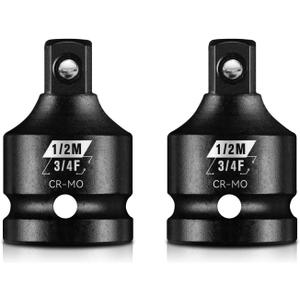BLACKROBOT 2 Pieces 3/4 F To 1/2 M Impact Socket Adapter Set, SAE Drive Cr-Mo Steel Exceeds ANSI Standards, Square Drive Socket Reducer for Impact Driver Wrench