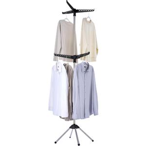 Clothes Drying Rack Foldable, 74.8 inch 2 Tier Laundry Drying Rack with Rotating Clothes Rail for 54 Pieces of Clothes, Space Saving, Indoor, Stainless Steel, Black and Silver CDR002B01