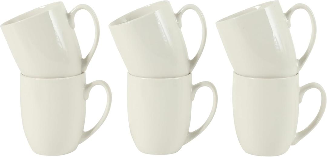 Gibson Home Great Essentials 16 Ounce Porcelain Coffee Mugs - Set of 6 - Cups for Latte, Hot Tea, Cappuccino, Mocha, Espresso, Cocoa
