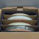 Mora Ceramic Flat Pasta Bowl Set of 4-35oz, Microwave Safe Plate with High Edge for Kitchen and Eating, Large Wide Bowls/Plates for Serving Dinner, Salad, etc- Neutrals