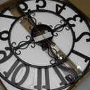 Cuspin 16 Inch Wall Clock, Decorative Clocks for Living Room, Silent Non-Ticking Battery Operated Wall Clock Bronze Metal Round Retro Arabic Numerals for Kitchen Mantel Office