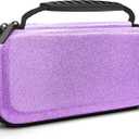 Glitter Carrying Case for Nintendo Switch and Switch OLED Console, Purple Hard Travel Case Shell Pouch for Nintendo Switch Console & Accessories, Protective Carry Case Compatible with Nintendo for Girls
