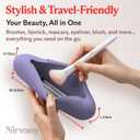 Travel Makeup Brush Holder & Pocket Mirror, Silicone Makeup Brush Organizer, Dirt-Resistant Easy to Clean Makeup Brush Bag with Anti-Fall Out Magnetic Closure (Lavender)