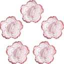 WHJY 5 pack Cute Sauce Dishes Glass Dish Set for Soy Sauce Snacks Tea Bag Mini Glass Bowls Clear Pink Cherry Blossom Soy Sauce Dishes, 3.4 inches x 1.6 inches