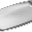 Thickened Serving Tray, 7.5 Inch x 4.1 Inch Strainless Steel Trinket Tray, for Serving Fruit, Cake, Barbecue, Cosmetics Jewelry, Grilled Meat, and Snack at Home, Party and Outdoors (Small)