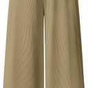 OQQ Women Pants Wide Leg High Waist Casual Lounge Pant Travel Vacation Trousers Mocha (Small)