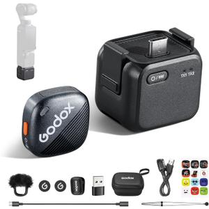 Godox Cube-OP3 Wireless Microphone Kit1 for DJI Pocket 3, Ultra-Lightweight Design, 200m(656ft.) Transmission Range, 48KHz 24Bit, Noise Cancellation, 10H Battery Life for Vlogging and Content Creation