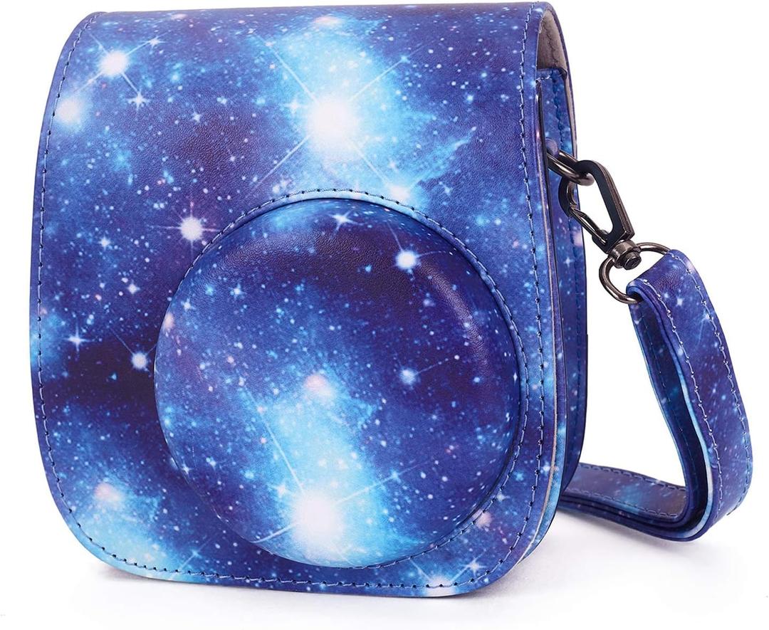 Phetium Instant mini 12 Camera Protective Case Compatible with Instax Mini 12 11,PU Leather Bag with Pocket and Adjustable Shoulder Strap (Starry Purple)
