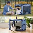 Lesure Collapsible Dog Crate - Portable Travel Kennel for Large Dog, 4-Door Pet Crate with Mesh Windows, Indoor & Outdoor, Blue
