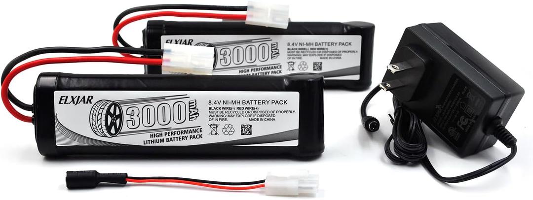 (2-Pack) 8.4V 3000mAh Ni-MH Battery Replacement for M16 SR16 AK Series MP5 G&P M16A1 Knights SR16 MP5 SD5 MK5A4 G3 SD1 M16VN CA G3 SG1 G3 A3 Airsoft Guns
