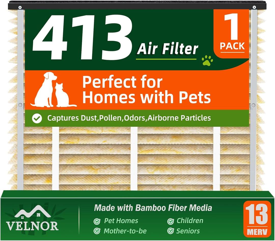 413 Filter Replacement for Aprilaire US Patented Naturally Bamboo Kun 2Pack | Patented Bamboo Kun Technology, Natural Bamboo Freshness, Moisture Protection, Advanced Odor Control, 16x25x4, Merv 13