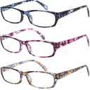 Kerecsen Reading Glasses  Pairs Fashion Ladies Readers Spring Hinge with Pattern Print Eyeglasses for Women (Mix Color -2, 1.50)