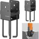 Heavy Duty Stainless Steels U-Shape Wet Concrete Fence Post Holder 4"x4" (Actual 3.5 "x3.5) Base Anchor Bracket with Air Flow Channel for Post Base, Fences, Wood Pergola, 2Pack [Patent Pending]