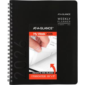 AT-A-GLANCE 2026 Appointment Book Planner, Weekly & Monthly, 8.25" x 11", Large, Half-Hourly, Contemporary, Black (70950X0526)