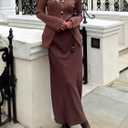 Saodimallsu Womens Ribbed Long Sleeve Sweater Tops Button Up Crewneck Slim Fitted Cardigans Sexy Going Out Knit Shirts (Small, Brown)