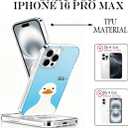 for iPhone 16 Pro Max Case, Animal Print Case for iPhone 16 Pro Max, Scratch Resistant Shockproof Cover, Aesthetic Clear Phone Cover, Hi White Duck, Funny Duck CasesB085