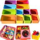 IELEK Silicone Lunch Box Dividers Bento Box Accessories Meal Prep Containers (Rectangle(Blue+Purple+Yellow+Red+Green+Orange)+Square(Blue+Green+Purple+Yellow+Red+Orange))