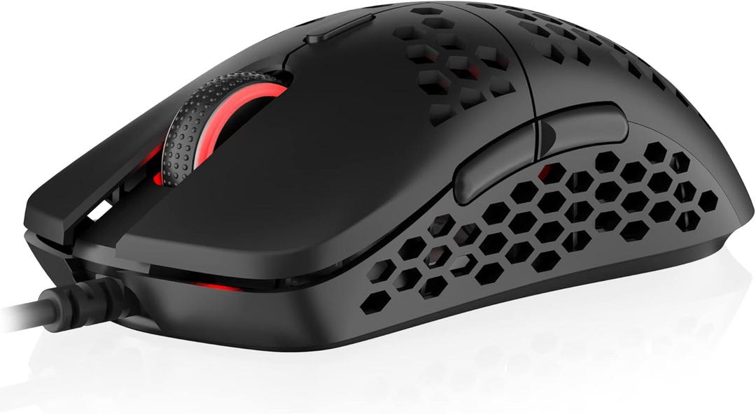 HK Gaming Mira M Ultra Lightweight RGB Gaming Mouse | Honeycomb Shell | 63 Grams | max 12000 cpi | USB Wired | 6 programmable Buttons | On-Board Memory | Anti Slip Grips | Mira-M Black