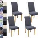 Dining Chair Covers, Jacquard Stretch Kitchen Chair Covers, Dining Room Chair Cover Set of 4, Detachable Washable Chair Covers, Chair Slipcovers, for Home, Restaurant, Banquet (Rice Flower, Grey)