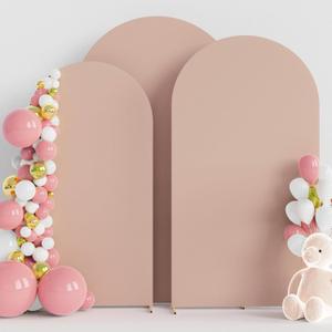 Wokceer Wedding Arch Backdrop Cover (7.2FT, 6.6FT, 6FT) Set of 3 Spandex Fitted Nude Arch Covers for Round Top Chiara Arches Backdrop Cover for Birthday Party Wedding Ceremony Banquet Decor