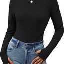 CiCiBird Womens Mesh Long Sleeve See Through Floral Lace Top Slim Fit Going Out Shirt with Thumb Holes 2025 Fall Fashion (White, L)