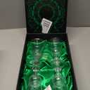 Vintage Crystal Absinthe, Sambuca, Raki, Pastis, Ouzo Glasses | Set of 4 | Short Stemmed 6.5 oz Goblets with Bubble Reservoir for Drinking Green Fairy | Handblown Small Wine Bistro Glassware