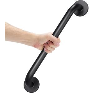 AmazerBath Shower Grab Bars for Seniors Anti Slip, Bath Safety Grab Bar for Needy, Stainless Steel Bathroom Safety Grab Bars, Thickened Bar Bigger Base Holds 500LBS, 16" L x 1" D, Black