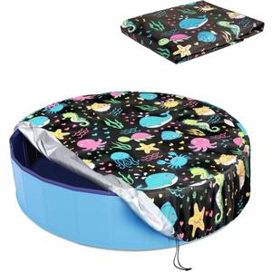 Foldable Round Dog Swimming Pool Cover, for 32 "/63/48 Collapsible Outdoor Tub, PVC Coating Waterproof and UV Protection, Leakproof Washable Kiddie Pet Small Paddling Bath Accessories