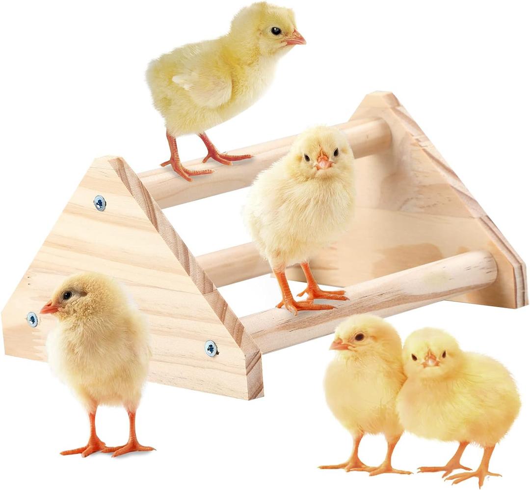 2 x Wooden Chick Perch Stand, Pine Chicks Roosting Bar, Jungle Gym Perch Toys for Chicken Coop & Brooder, Bird Perch for Baby Chicks & Parrots (Small)