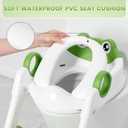 COOSEYA Frog Toilet Seat, Potty Training Seat for Toddler, Upgrade Potty Training 2 in 1 Toddler Toilet Seat for Boys Girls,Waterproof Soft Mat Non-Slip Step Stool (Green)