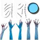 12 Pack Halloween Scars Tattoo for Face Makeup Costume Black Fake Scar Horror Stitch Tattoos Temporary Accessories Blue Face Paint for Halloween Party Decor Body Cosplay Accessories (fake17)