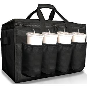 FRESHIE Insulated Food Delivery Bag with Cup Holders/Drink Carriers Premium, for Doordash, Uber Eats, Grubhub, Pizza Bag, Catering, Beverage, Commercial Quality (XL Pro) (1)
